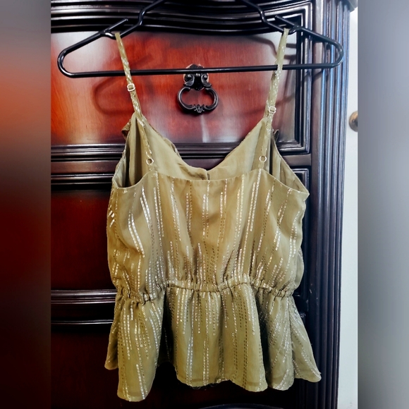 Express Olive Green Ruffle Top - Picture 2 of 3